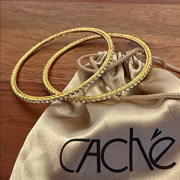 Cache Gold Tone Rhinestone Bangles - Picture 8 of 10